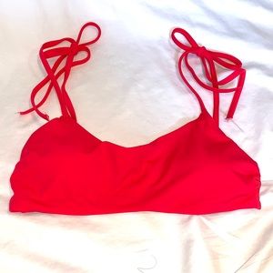 Tie shoulder swim top sz M bright pink Coral